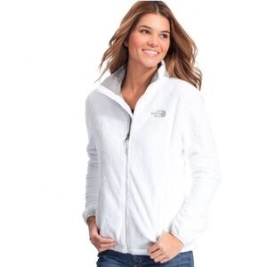 The North Face Osito Fuzzy Full Zip White Drawstring Jacket